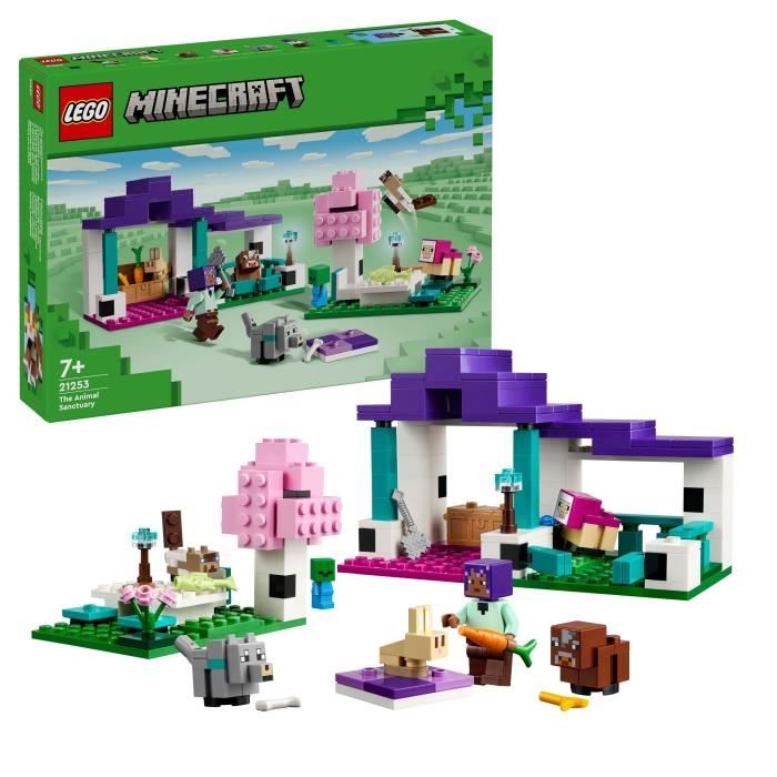 LEGO® 21253 Minecraft Le Sanctuaire Animalier, Jouet de Biome Plaine, Minifigurines de Personnages e