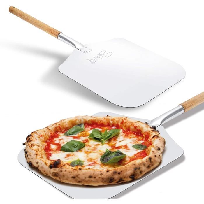 Pelle à Pizza Rectangulaire En Aluminium - 65 X 30,5 Cm, Manche En Bois, Anti-Adhésif