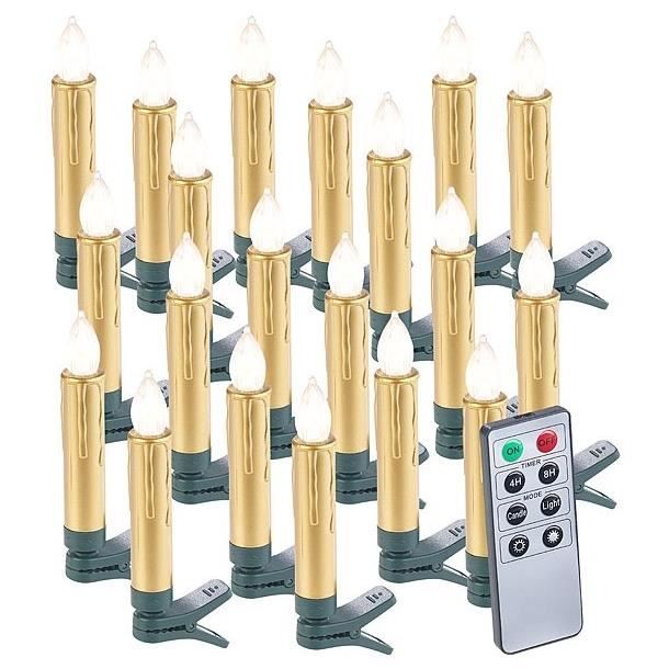 Lunartec : 30 bougies LED sans fil avec télécommande XMS-35.r - Doré pas cher