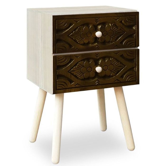 MENZZO Table de chevet Catana 2 tiroirs Marron