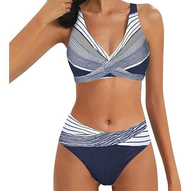 Maillot De Bain 2 Pièces Vacanze Italiane – Taille L, Bleu Marine & écru – Neuf Avec étiquettes