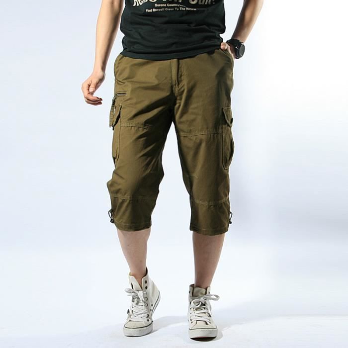 Short Cargo Homme - Bermuda Été En Coton Élastique - Coupe Baggy Avec Multiples Poches - Du S Au 4XL - 12