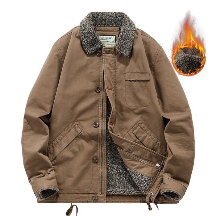 Manteau homme hiver col revers doublure en ouatine top polaire chaud