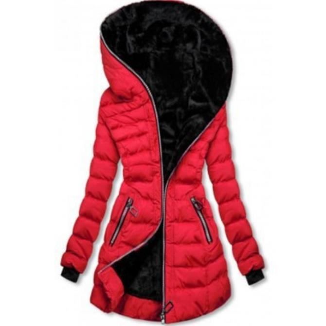 Doudoune ?� Capuche en Fausse Fourrure Femme-Rouge Rouge - Cdiscount Pr??t-?�-Porter