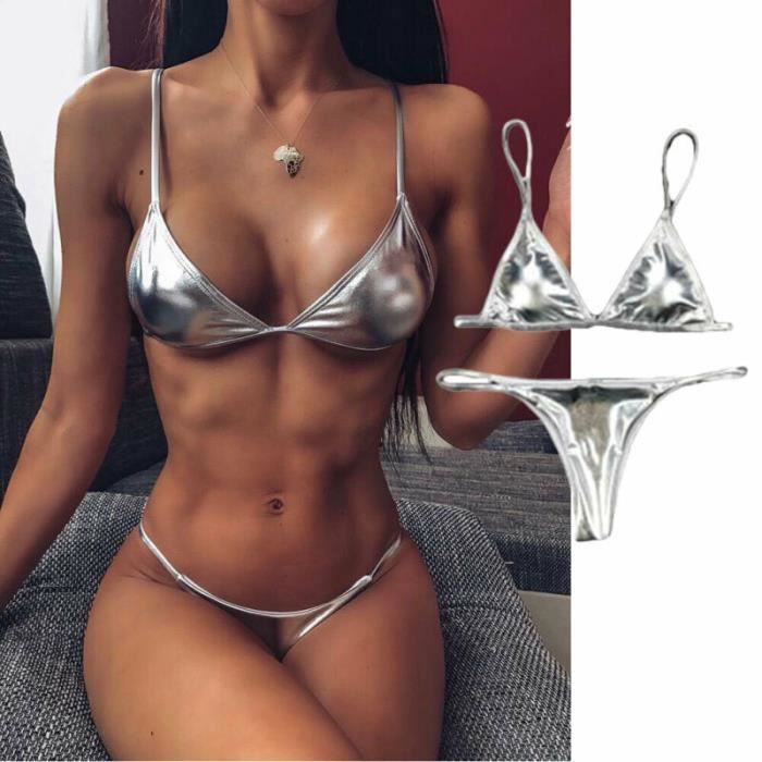Bikini Femme 2 Pièces Transbronzant – Taille Haute – String Réglable – Style Brésilien Sexy