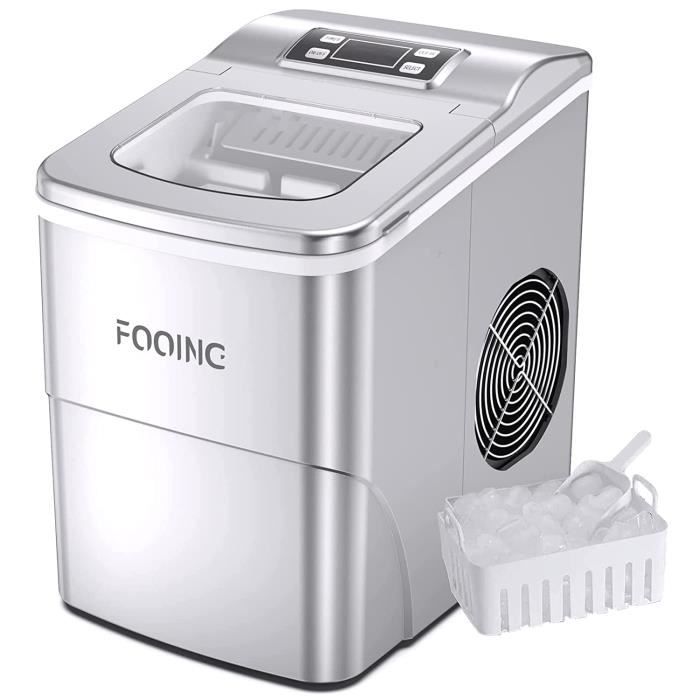 Machine à glaçons FOOING Ice Maker Machine à glaçons Comptoir prêt en 6 minutes Machine à glaçons 2L avec cuillère à glace et panier