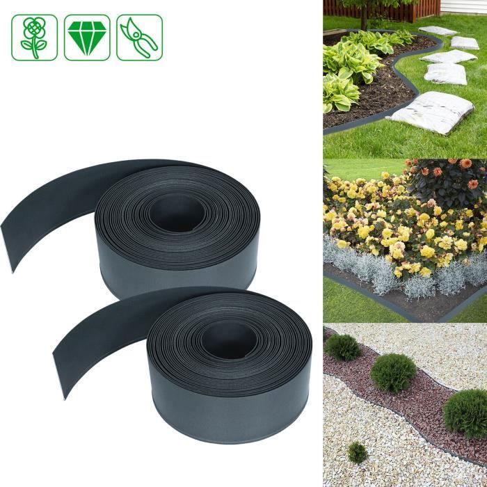 Bordure De Jardin En Plastique PP - 20m X 12cm - Flexible Et Résistante Aux UV - Vert