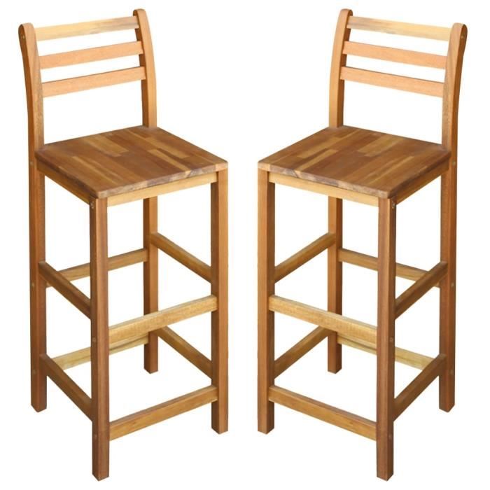 8112&M0DE Tabourets de bar 2 pcs Bois dacacia solide - 42x36x110 cm