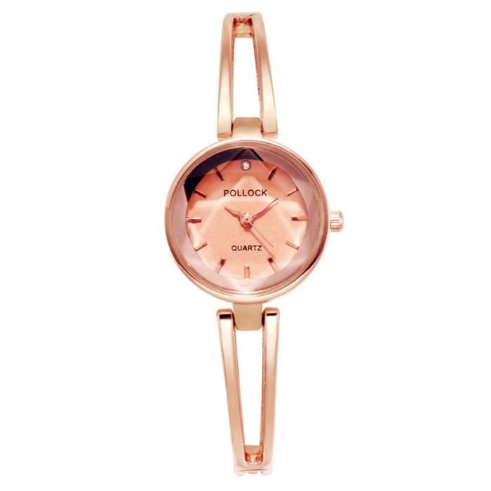 Montre à quartz pour Femme RMEGA Bracelet en Acier Cadran Rose  Etanche 50m