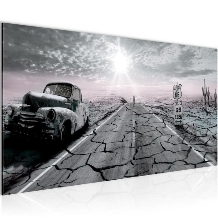 Runa art Tableau Décoration Murale Auto Route 66 100x40 cm - 1 Panneau ...