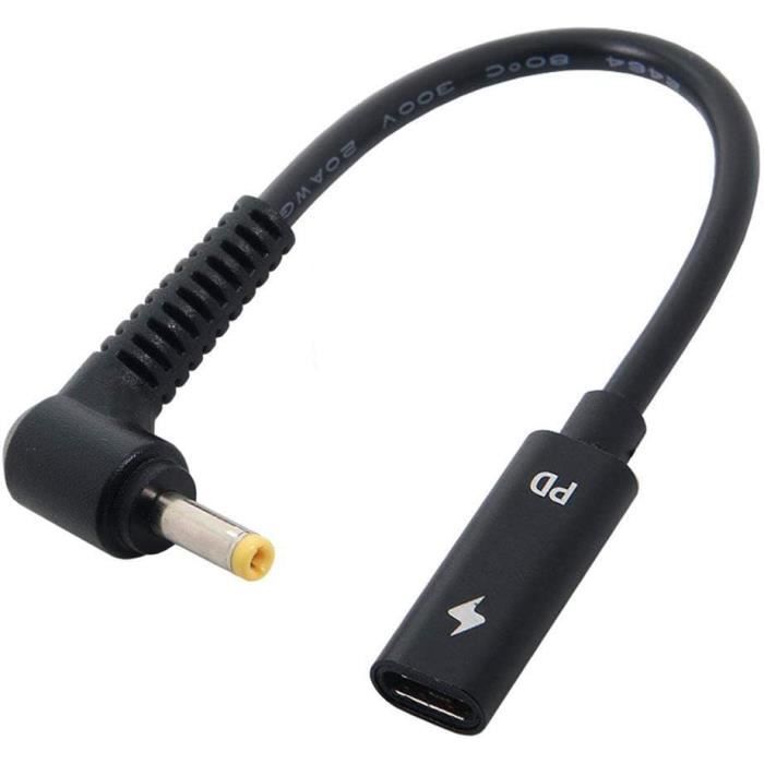 Lot De 2 Câbles Adaptateurs DC 7,4 Mm Femelle Vers 4,5 Mm Mâle - 30 Cm - Compatible Dell Latitude, Inspiron, XPS - 7