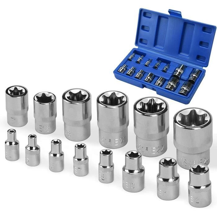 Impact E Torx Star Lot de 17 douilles femelles E5 vers E24 3