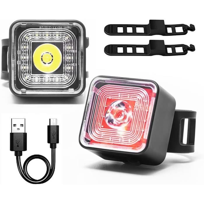 Lumiere Velo [Spot Faisceau Inondation], Éclairage Vélo Avant et Arrière Rechargeable USB, 8 7