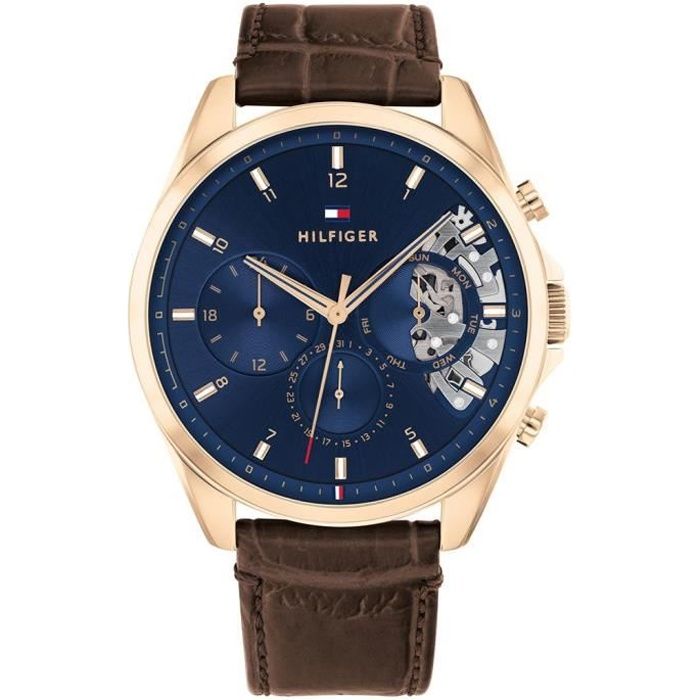 Montre GUESS Pour Homme - Cuir Marron, étanche 100m, Mouvement Quartz - Affiche Date Et Jour - Neuve Avec étiquettes