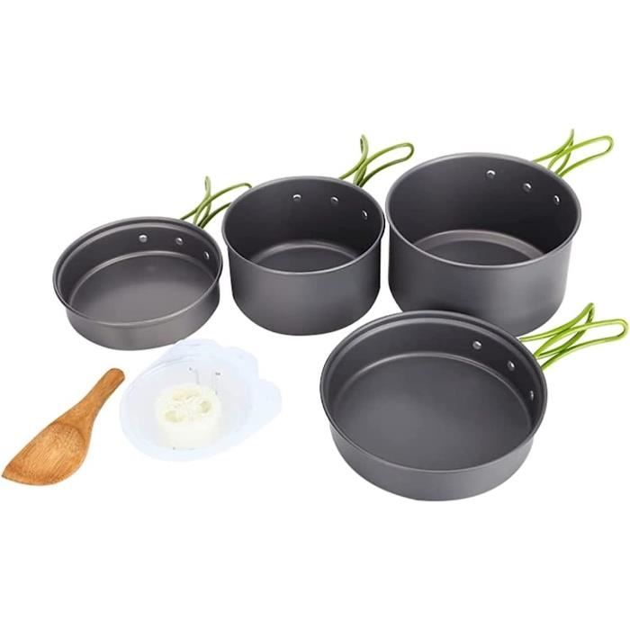 Kit Casserole Camping Aluminium - 2 Pots + Sac - Pour Réchaud Gaz, Randonnée, Pique-nique