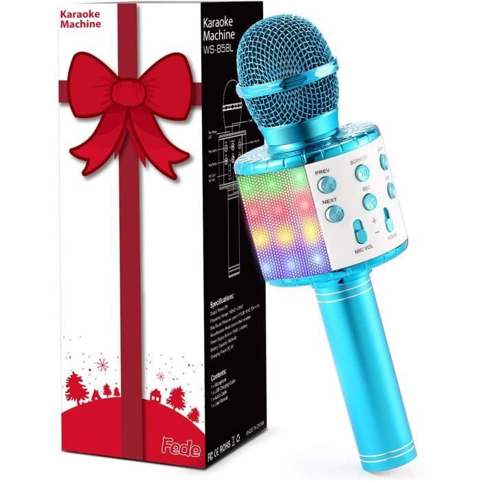 Karaoke Enfant avec 2 icrophones, icrophone Karaoké sans Fil, Haut-Parleur Bluetooth avec