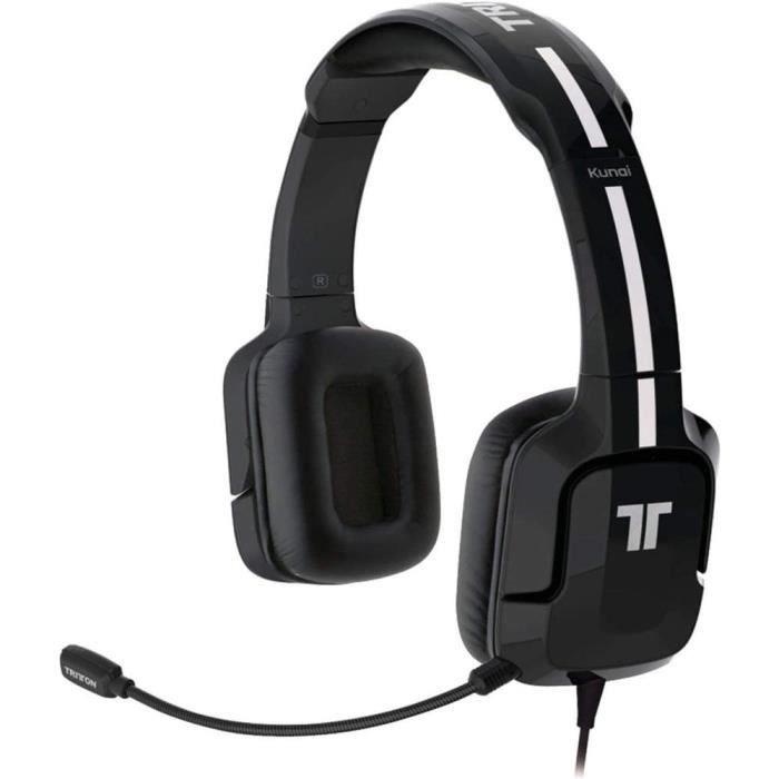 Casque gaming TRITTON KUNAI+ - Noir, Haut-parleurs néodymes, Micro flexible omnidirectionnel amovible, Commande filaire