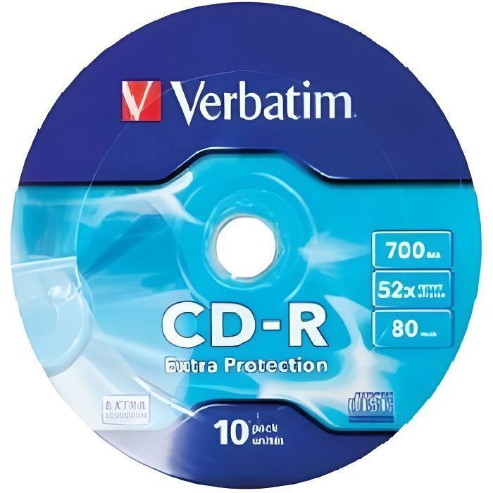CD R Verbatim Extra Prot Wrap 10 supports 700 Mo 80 min Vitesse 52x