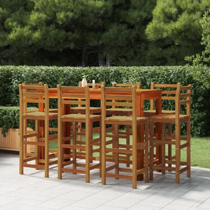 vidaXL Ensemble de bar de jardin 9 pcs Bois d'acacia