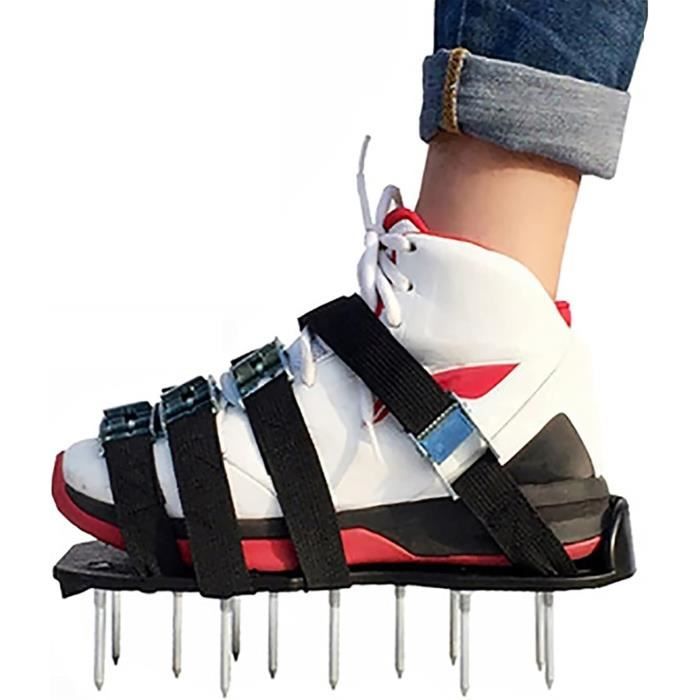 Chaussures à Clous Pour Aérer La Pelouse - 26 Pointes, 8 Sangles Réglables, Taille Unique, Facile à Utiliser