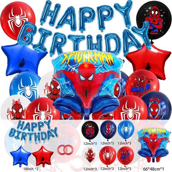 16 Ballons Latex Halloween KOBOKO - Motif Toile D'araignée Rouge, Bleu, Noir, Pour Décoration Fête Enfant, Anniversaire 7 Ans - 7