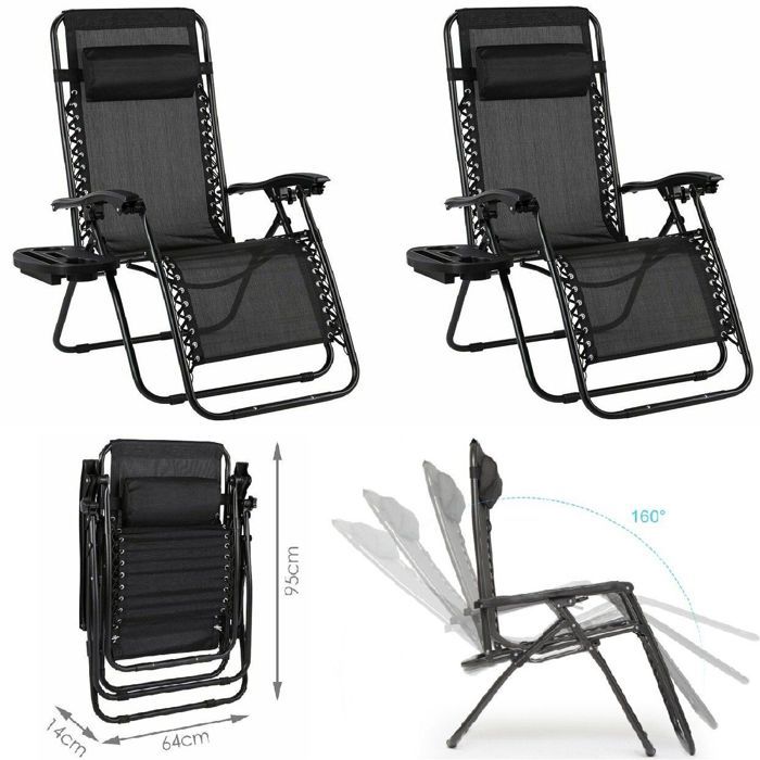 Chaise Longue Pliante YOIZO 72cm - Transat Jardin | Porte Jusqu'à 240kg | Avec Coussin | Zero Gravity