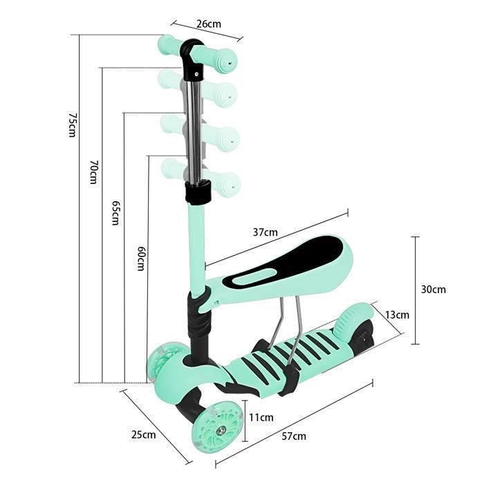 Trottinette Scooter Enfants 3-en-1 avec Siège Amovible Roues à LED Trottinette Scooter Enfants 3-en-1 avec Siège Amovible Roues à LED