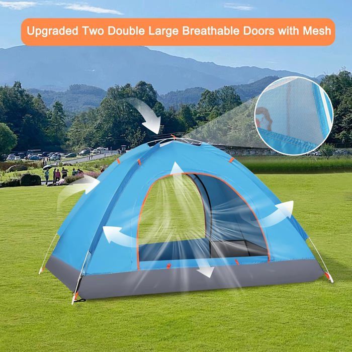 Tente pour 1-2 Personne PU3000mm Résistance à l'Eau Camping