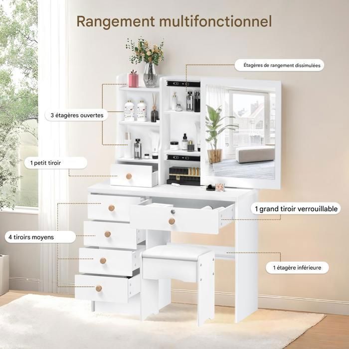 Coiffeuse Avec Miroir, Bureau Coiffeuses, Coiffeuse Meuble