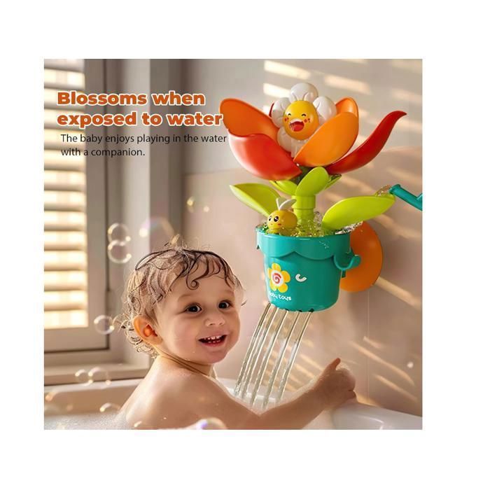 Jouet De Bain Fleur Pour Bébé 1-4 Ans - Fleur Qui S'ouvre Avec Ventouse - Stimule La Coordination œil-main