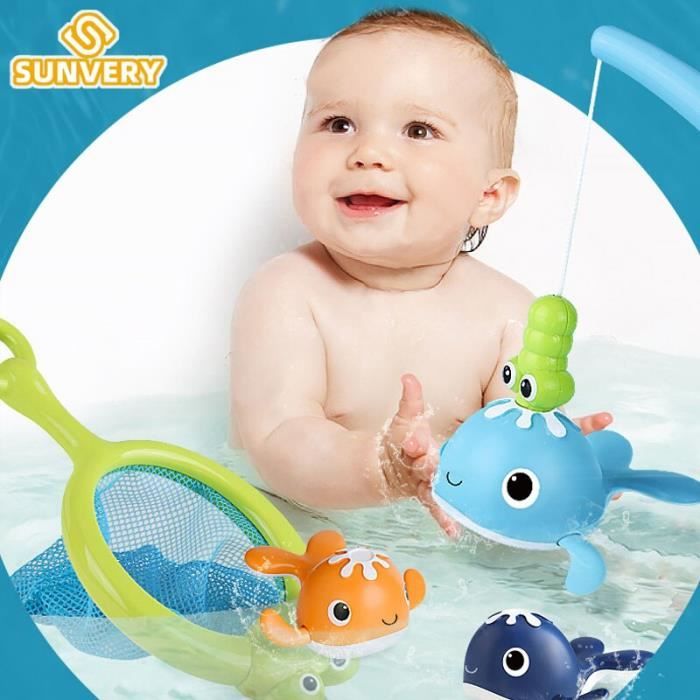 Jouets de bain magnétiques pour bébés et enfants, jeux de pêche, baleines à  remonter, table à