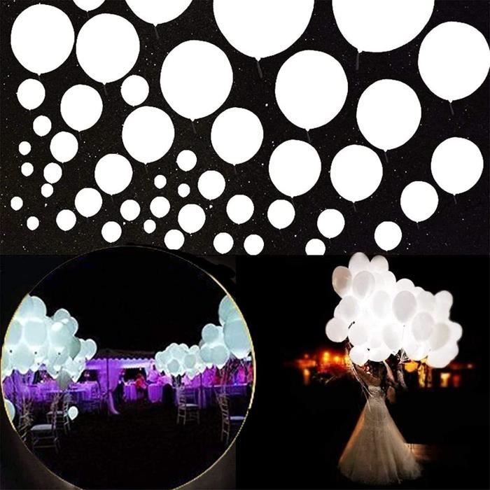 50 PCS Ballons 12 Lumineux à LED Blanc Pur pour décoration de Mariage,  fête de Mariage, pour la Saint-Valentin - Cdiscount Maison