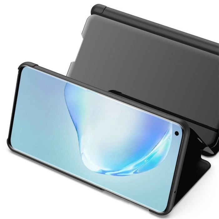 Coque Xiaomi Mi 10T Pro, Etui à Rabat Miroir Smart Flip avec Fonction