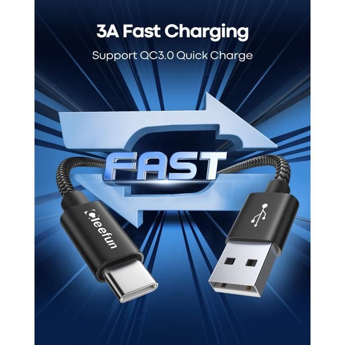 Cable Usb C Court [30Cm, Lot De 2], 3A Câble Usb C Charge Rapide ...