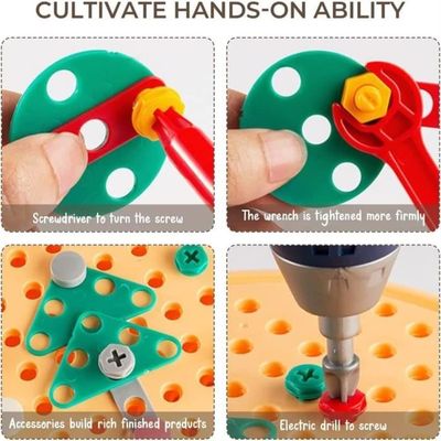Boîte à Outils Enfant AIQI Avec Perceuse Électrique - 45 Pièces Jeu De Construction Pour Enfants 3-8 Ans | Cadeau Anniversaire Noël