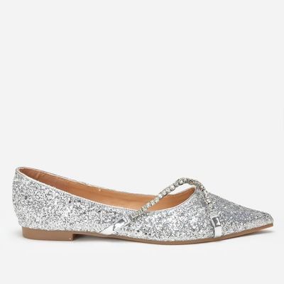 Ballerines Argent es Paillettes et Strass Bout Pointu