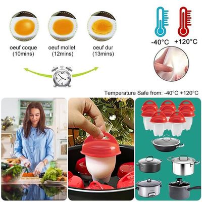 6pcs Cuiseur à oeufs Chaudière à oeufs en silicone antiadhésive Egg  Egglettes Cuiseur
