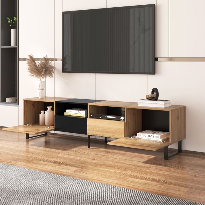 Meuble TV moderne de deuxième génération au design chaleureux noir et ...
