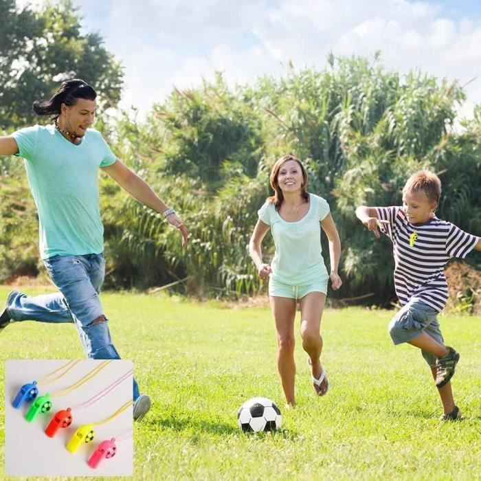 Sifflet Foot Enfant & Arbitre – Lot De 10 En Plastique Avec Lanière, 5 Couleurs, Son Puissant