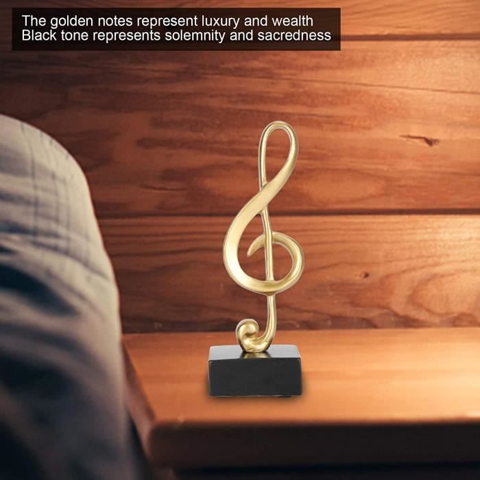 Statuette Clé De Sol En Résine – Note De Musique Dorée Sur Socle Noir, 17,3 Cm – Décoration Piano Ou Bureau
