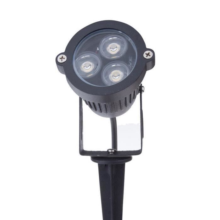 Lot de 2 Spot A piquer LED Exterieur orientable Noir Blanc Chaud 3W 220V Ebd98