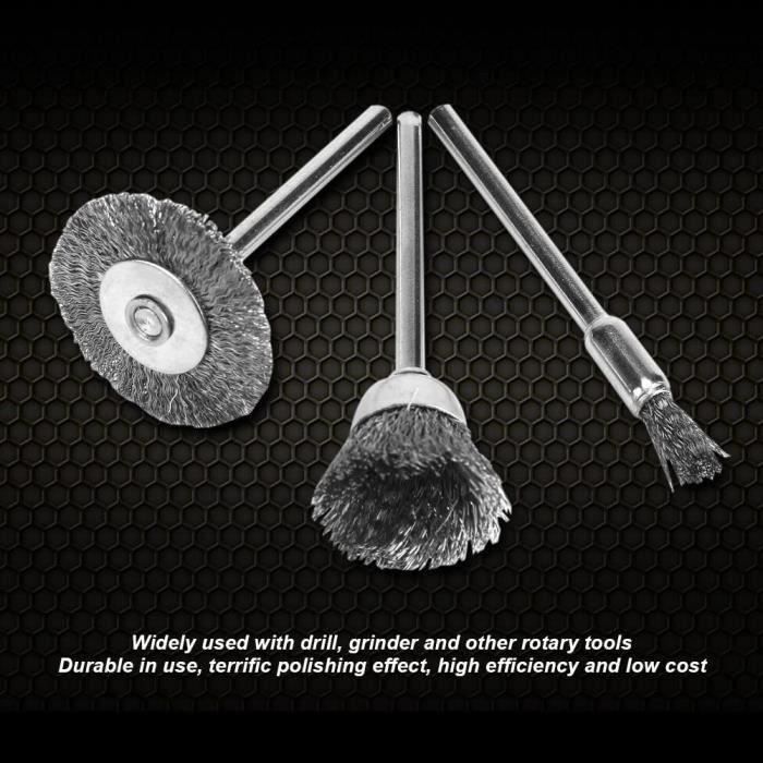 Lot De 15 Brosses De Polissage En Laine Pour Outil Rotatif - Formes T, Bol Et Stylo - Pour Bijoux, Bois, Noyaux D'Olive - 12