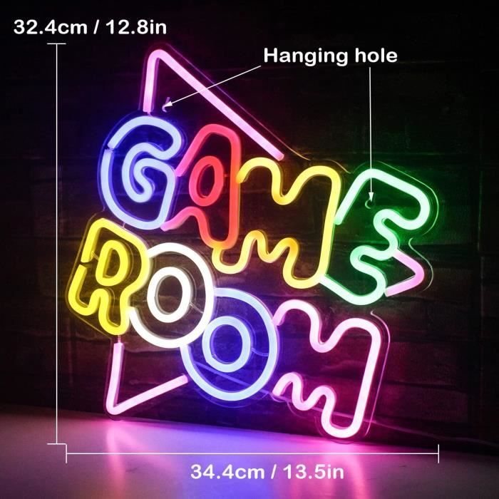 Neon LED mural GAME ROOM, 34*32cm, par USB Art Décoration Murale, pour  Salle de Jeux,Salon,Bar,Garçons Cadeau - KENUOS - Cdiscount Maison