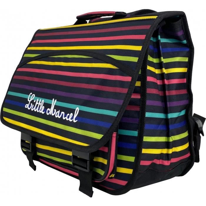 Cartable Scolaire et Trousse Offerte Little Marcel RAYE LotLM8874 Raye Noir Cdiscount Bagagerie Maroquinerie