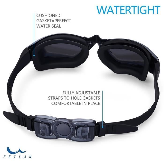 2 Lunettes De Natation Adultes Verres Polarisés – Anti-buée, Protection UV – Inclut Pince-nez Et Bouchons D'oreilles – Pour Piscine, Plongée, Snorkeling