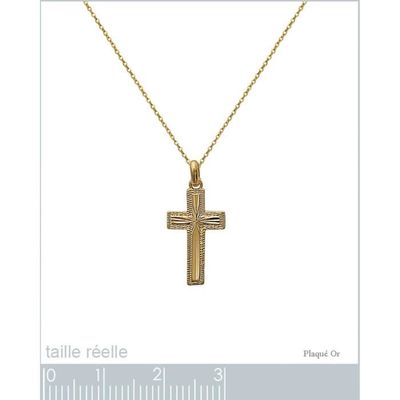 Pendentif Croix Plaqué Or 18 Carats - Neuf Avec étiquette - Chaîne Optionnelle