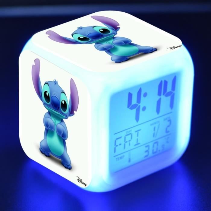 Disney Stitch réveil numérique 7 couleur variable LED animation dessin animé  éclairage chambre bureau cadeau pour enfants - Cdiscount Maison