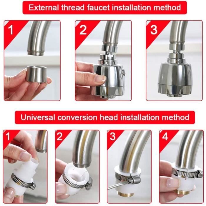 Tête de pulvérisation de robinet de cuisine à joint universel de filtre à  eau de robinet