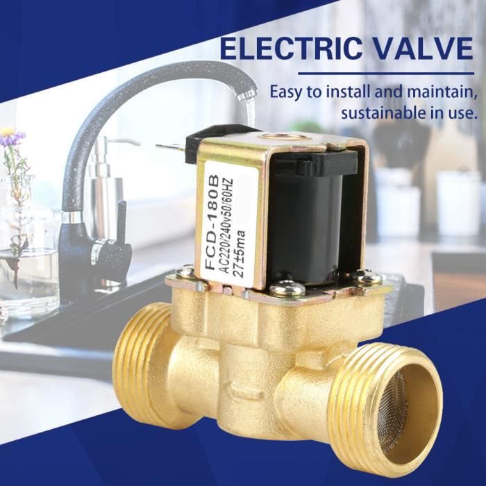 Électrovanne G3/4 2 Voies Laiton N/C Fermée Au Repos AC - Électrovanne Électrique FCD-180B Pour Eau