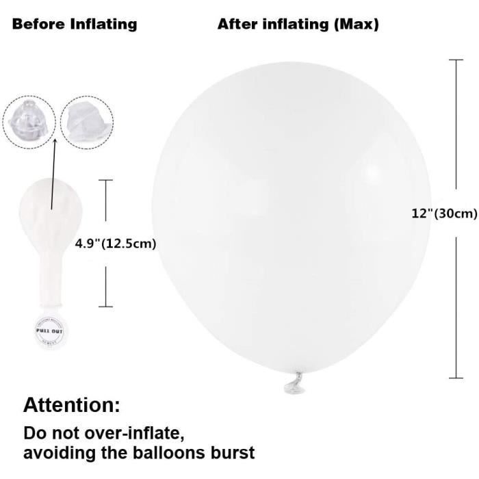 50 PCS Ballons 12 Lumineux à LED Blanc Pur pour décoration de